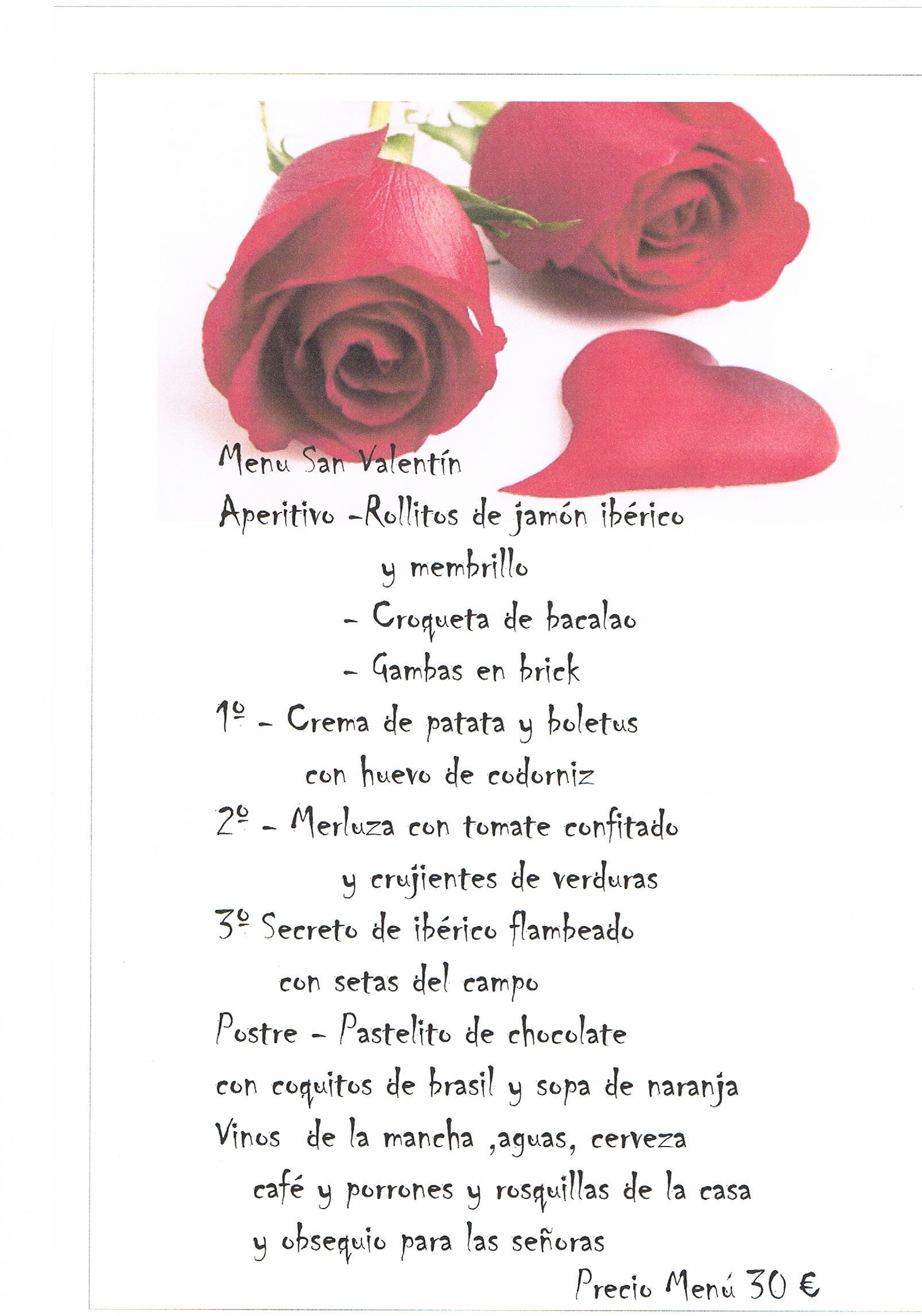 Menú San Valentín 2014